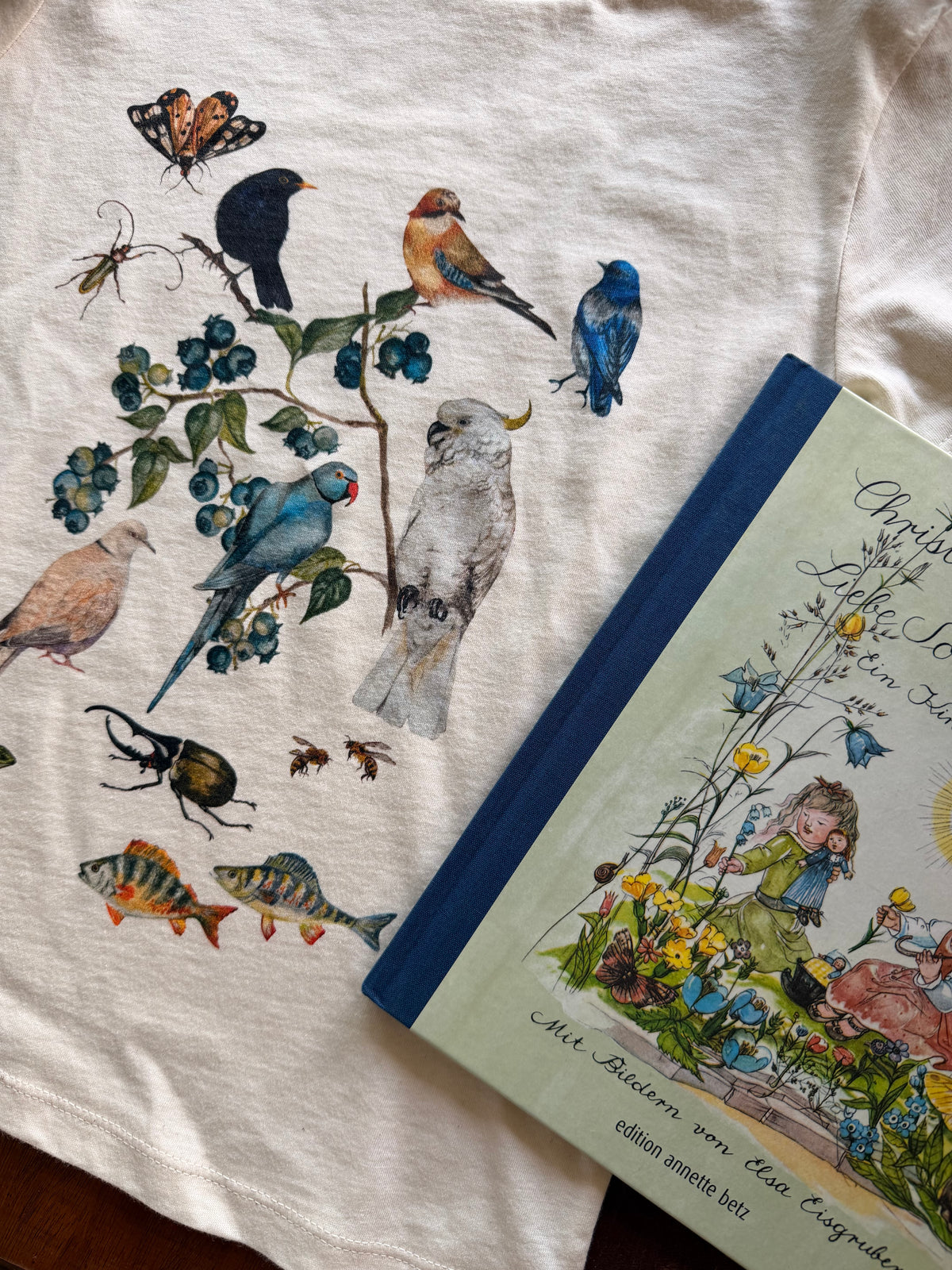 Tricou din bumbac organic, cu păsări - imagine 2