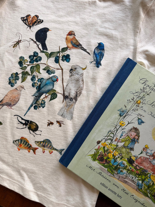 Tricou din bumbac organic, cu păsări - imagine 2