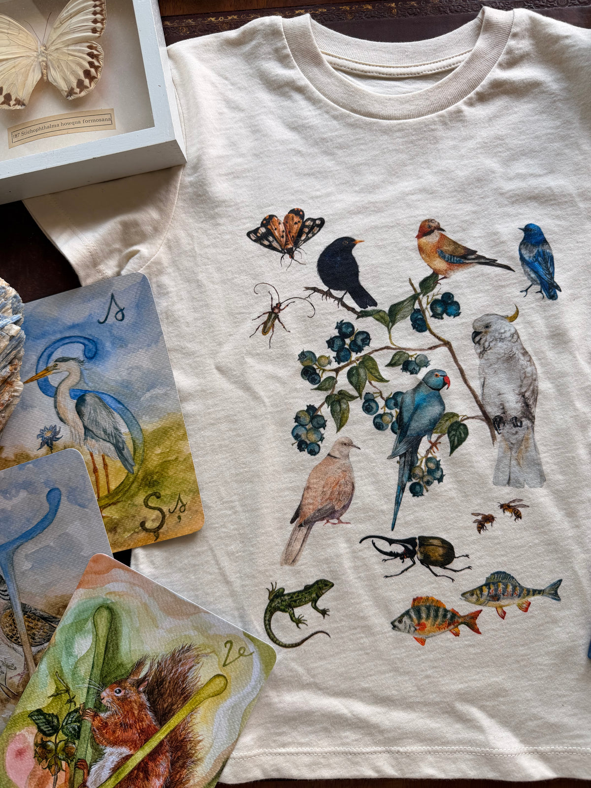 Tricou din bumbac organic, cu păsări - imagine 5