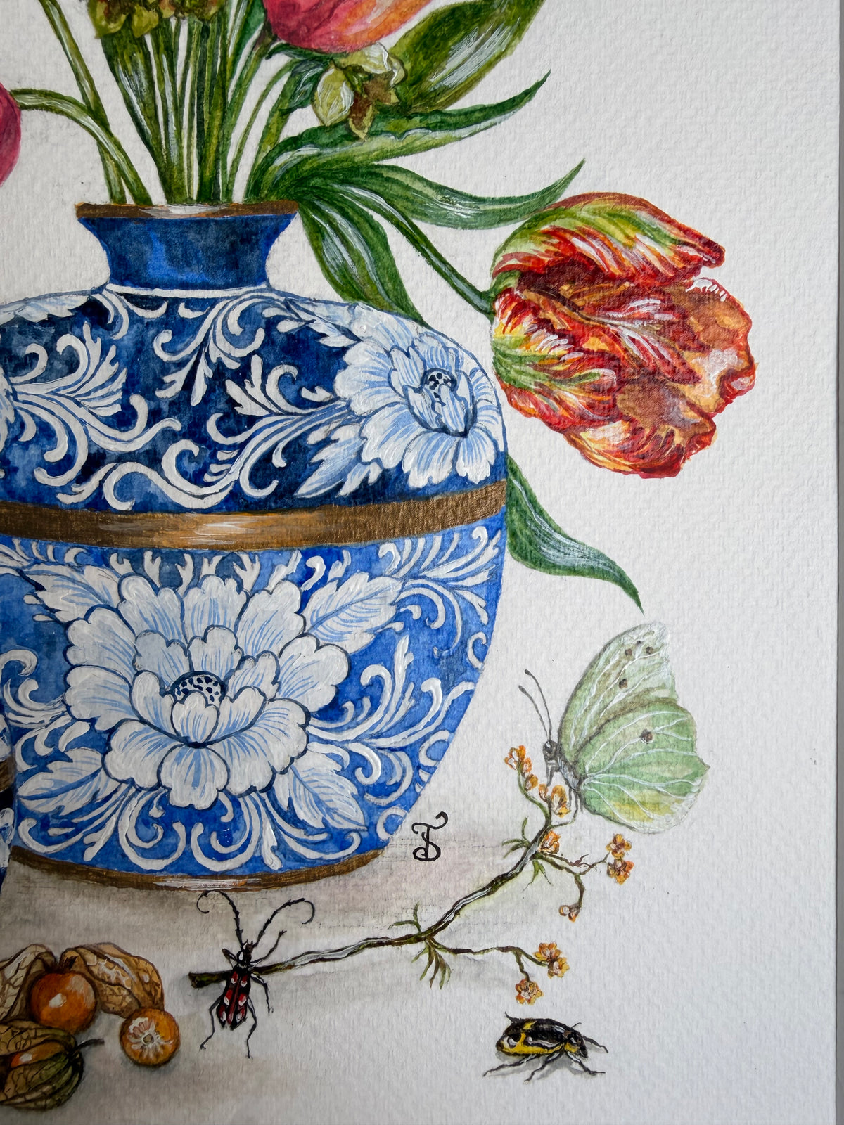 Lalele în vază Delft - Fine Art Print - imagine 3