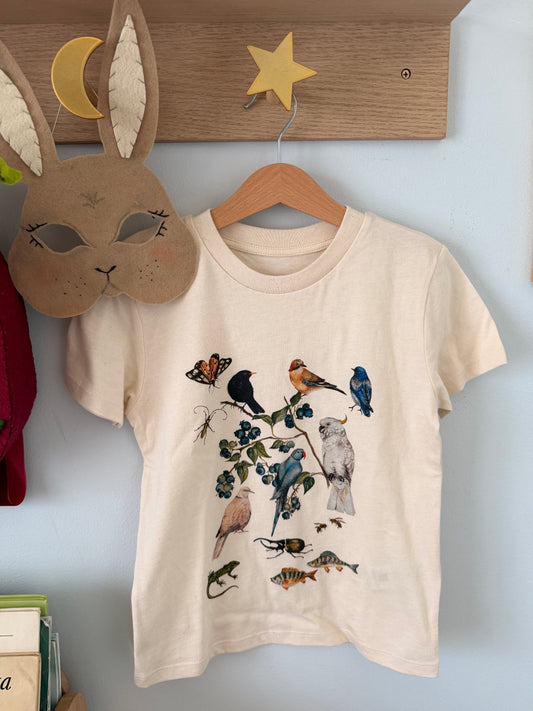 Tricou din bumbac organic, cu păsări