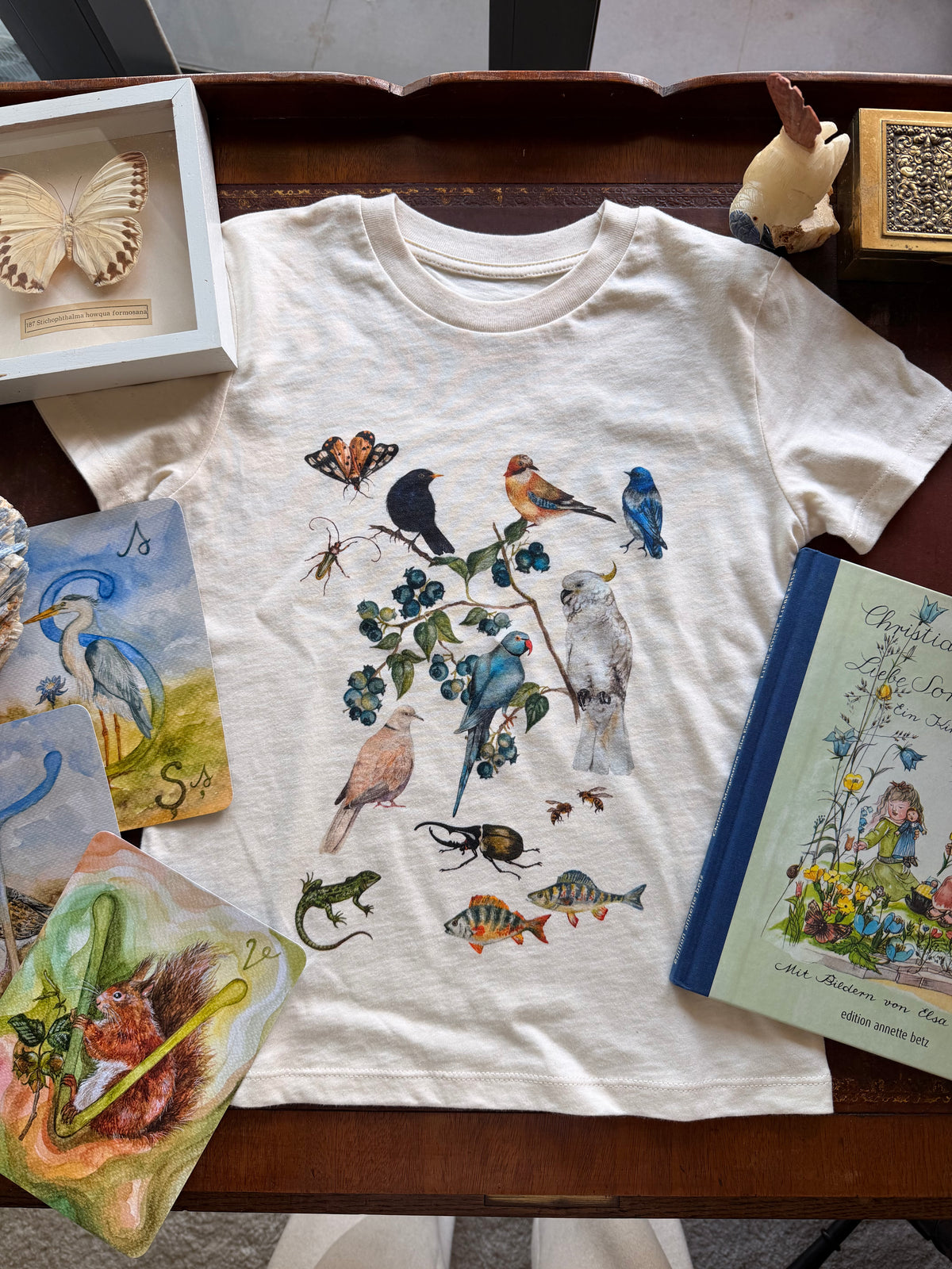 Tricou din bumbac organic, cu păsări - imagine 3