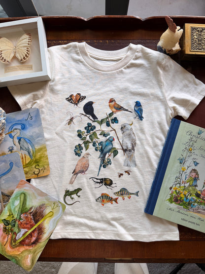 Tricou din bumbac organic, cu păsări - imagine 3