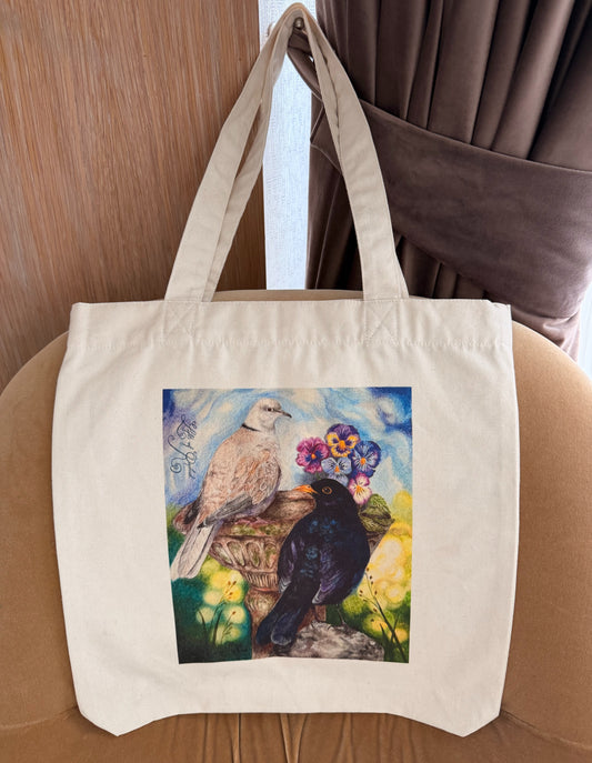 Tote Bag Mierlă și Guguștiuc